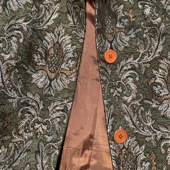 Newport News Faux Fur Vintage Brocade Long Coat Size 6 - Picture 14 of 15